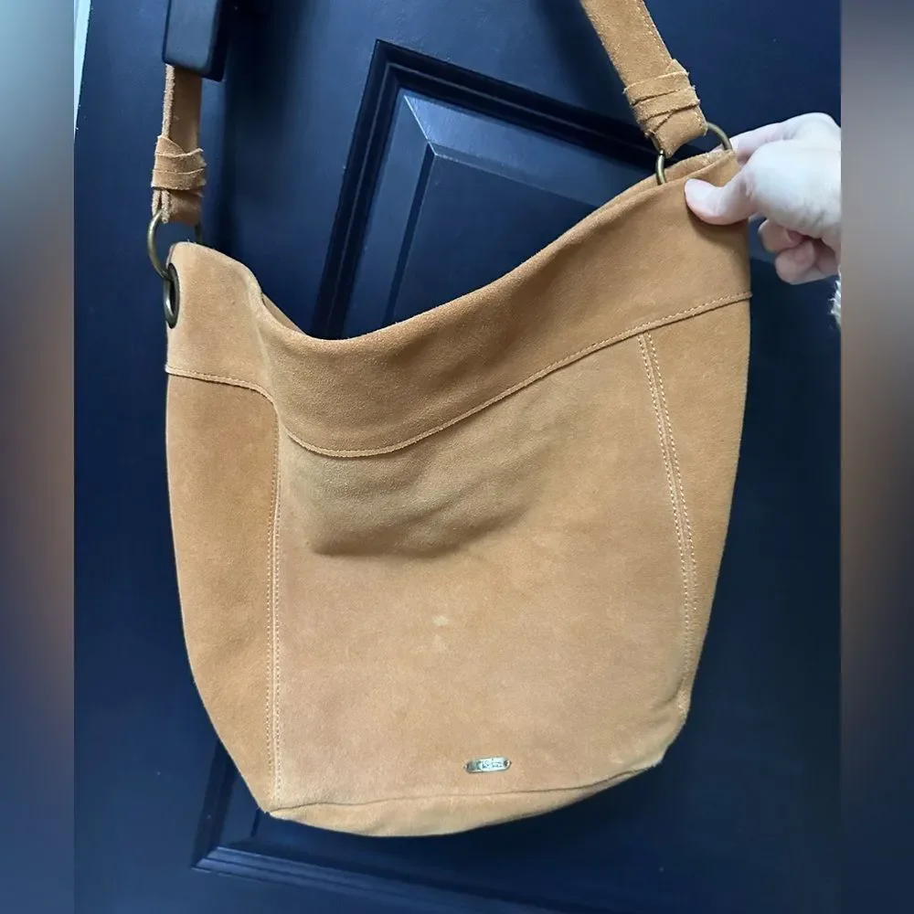 Elle and Jae Gypset Camel Color Suede Slouchy Hobo Bag